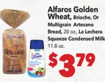 Vallarta Supermarkets Alfaros Golden Wheat, Brioche, Or Multigrain Artesano Bread offer