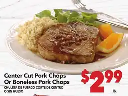 Vallarta Supermarkets Center Cut Pork Chops Or Boneless Pork Chops / CHULETA DE PUERCO CORTE DE CENTRO O SIN HUESO offer