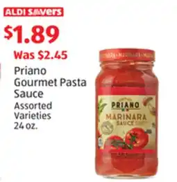 Aldi Priano Gourmet Pasta Sauce offer