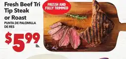 Vallarta Supermarkets Fresh Beef Tri Tip Steak or Roast / PUNTA DE PALOMILLA DE RES offer