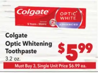 Vallarta Supermarkets Colgate Optic Whitening Toothpaste offer