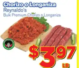 El Super Fresh Reynaldo's Bulk Premium or Longaniza offer