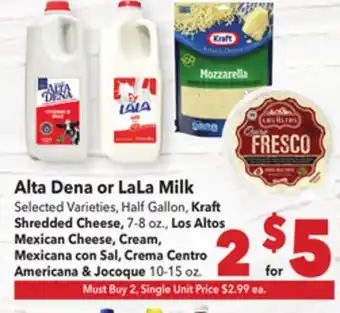 Vallarta Supermarkets Alta Dena or LaLa Milk offer