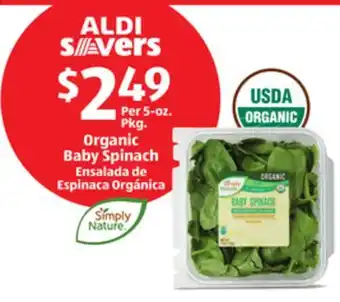 Aldi Organic Baby Spinach offer