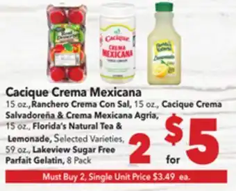 Vallarta Supermarkets Cacique Crema Mexicana offer