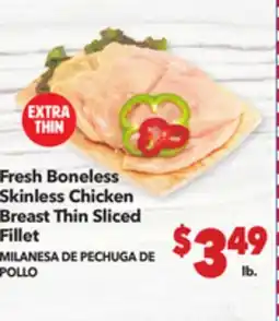 Vallarta Supermarkets EXTRA THIN Fresh Boneless Skinless Chicken Breast Thin Sliced Fillet / MILANESA DE PECHUGA DE POLLO offer