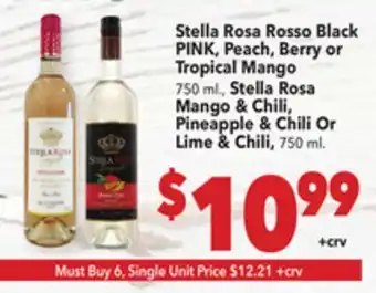 Vallarta Supermarkets Stella Rosa Rosso Black PINK, Peach, Berry or Tropical Mango offer