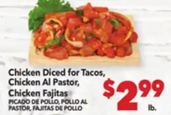 Vallarta Supermarkets Chicken Diced for Tacos, Chicken Al Pastor, Chicken Fajitas / PICADO DE POLLO, POLLO offer