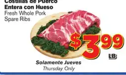 El Super Fresh Fresh Whole Pork Spare Ribs offer