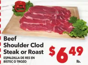 Vallarta Supermarkets Beef Shoulder Clod Steak or Roast / ESPALDILLA DE RES EN BISTEC O TROZO offer