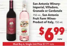 Vallarta Supermarkets San Antonio Winery-Imperial, Villadoro, Granada or Cardanale offer