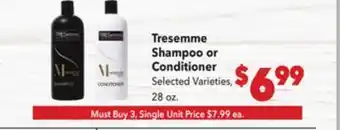 Vallarta Supermarkets Tresemme Shampoo or Conditioner offer