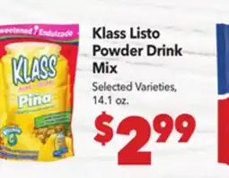 Vallarta Supermarkets Klass Listo Powder Drink Mix offer