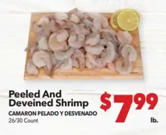 Vallarta Supermarkets Peeled And Deveined Shrimp/CAMARON PELADO DESVENADO offer