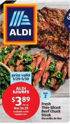 Aldi Fresh Thin-Sliced Beef Chuck Steak offer