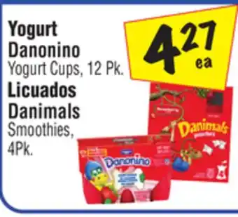 El Super Yogurt Danonino Yogurt Cups 12 Pk Licuados Danimals Smoothies, 4Pk offer