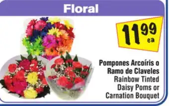 El Super Rainbow Tinted Daisy Poms or Carnation Bouquet offer