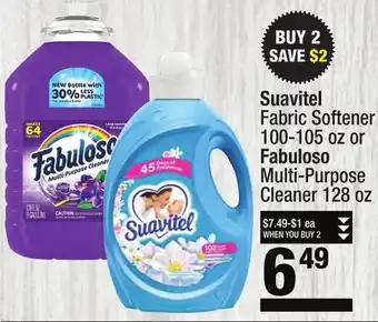 Super King Markets Suavitel Fabric Softener 100-105 oz or Fabuloso Multi-Purpose Cleaner 128 oz offer