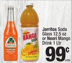 Super King Markets Jarritos Soda Glass 12.5 oz or Noori Mango Drink 1 Ltr offer