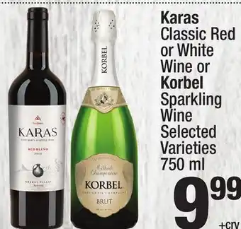 Super King Markets Karas Classic Red or White Wine or Korbel Sparkling Wine offer