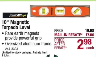 Menards Johnson Level 10 Magnetic Big J Torpedo Level offer