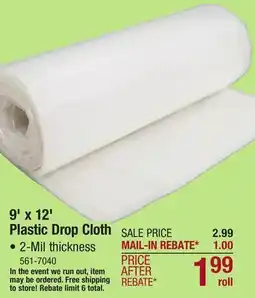 Menards Frost King 9' x 12' 2 mil Clear Heavy Weight Poly Plastic Drop Cloth offer