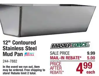 Menards Masterforce 12 Stainless Steel Drywall Mud Pan offer