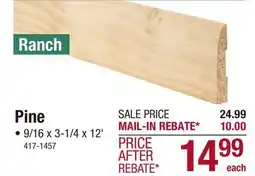 Menards Mastercraft 9/16 x 3-1/4 x 12' Unfinished Pine Ranch Base Moulding WM713 offer