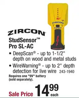 Menards Zircon StudSensor Pro SL-AC Stud Finder offer