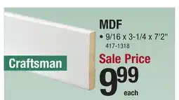 Menards Mastercraft 9/16 x 3-1/4 x 7'2 Prefinished Brite White MDF Craftsman Casing offer