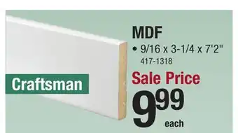 Menards Mastercraft 9/16 x 3-1/4 x 7'2 Prefinished Brite White MDF Craftsman Casing offer