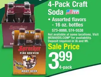 Menards 4-Pack Craft Soda offer