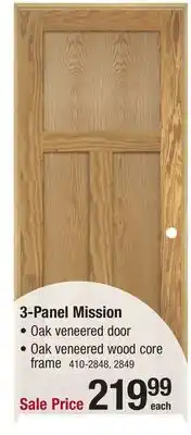 Menards Mastercraft 30W x 80H Oak 3-Panel Mission Prehung Interior Door - Right Inswing offer