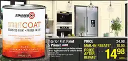 Menards Zinsser SmartCoat Interior Advanced Flat White/Pastel Tint Base Paint + Primer - 1 gal offer