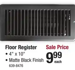 Menards Altus 4x10 Floor Register Matte Black offer