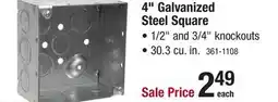 Menards RACO 4 Galvanized Steel Square Electrical Box offer