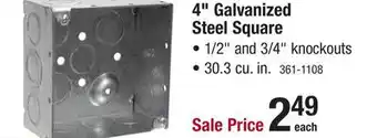 Menards RACO 4 Galvanized Steel Square Electrical Box offer