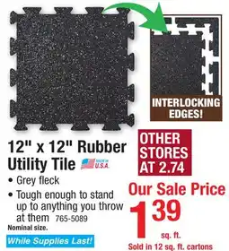 Menards 12 x 12 Grey Flecked Interlocking Rubber Utility Tile (12 sq ft/pkg) offer