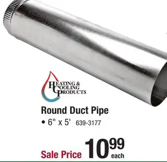 Menards Heating & Cooling Products 6 x 60 30 Gauge Round Metal Duct Pipe offer