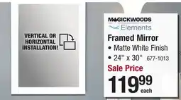 Menards MagickWoods Elements Brighton 24W x 30H Matte White Framed Mirror offer