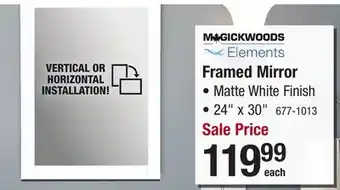 Menards MagickWoods Elements Brighton 24W x 30H Matte White Framed Mirror offer