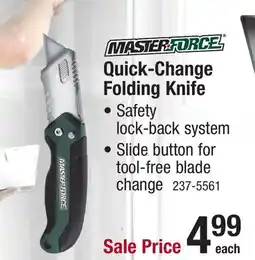 Menards Masterforce Quick Change Folding Utility Knife offer