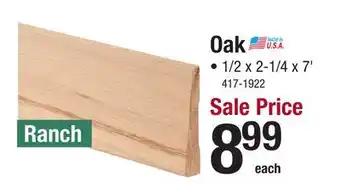 Menards Mastercraft 1/2 x 2-1/4 x 7' Unfinished Oak Ranch Casing 324 offer