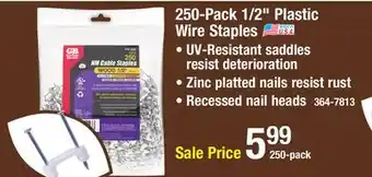 Menards Gardner Bender 1/2 Plastic Wire Staples - 250 Pack offer