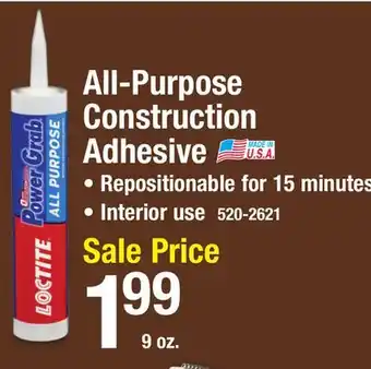 Menards Loctite Power Grab All Purpose Construction Adhesive - 9 oz offer