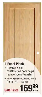 Menards Mastercraft 30W x 80H Pine 1-Panel Plank Prehung Interior Door - Right Inswing offer