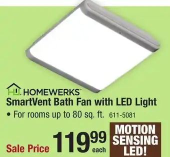 Menards Homewerks 80 CFM Ceiling SmartVent Exhaust Bath Fan with Light and Motion Sensor offer