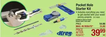 Menards Kreg Pocket Hole Joinery Kit offer