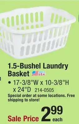 Menards Sterilite 1.5 Bushel White Laundry Basket offer