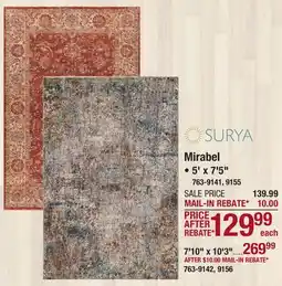 Menards Surya Mirabel Rust 5' x 7'5 Area Rug offer